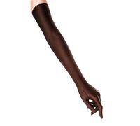 DreamHigh Womens 22 " Finger Mittens Over Elbow Long Black /White Evening Gloves, Brown, One Size