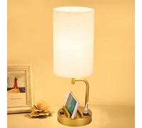 Dreamholder Bedside Lamp USB Table Lamp, Desk Lamp with USB C&A Charging Ports, Nightstand Light with Phone Stands for Bedroom Living Room, Home Office Decor, Gold, Without Bulb