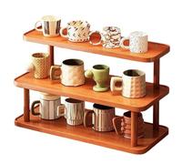 Dreamhousey 2-tier Kitchen countertop spice organizer, Cup shelf, household Cupboard Cabinet coffee mug cup rack, simple dresser desktop wood small Cosmetic storage rack (3-tier)