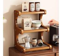 Dreamhousey 3-tier Kitchen countertop spice rack Cup shelf organizer, household Cupboard Cabinet coffee cup mug cup storage rack, simple desktop wood small bookshelf bookcase (3-tier(S))
