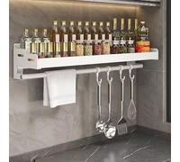 Dreamhousey Kitchen Iron Storage Rack, Spice Rack Hanging on Wall, Household Wall Mounted Kitchen Utensils, Oil Salt Spice Holder Organiser Shelf (White, 40 cm Length)