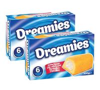 Dreamies Cake x 2 - Each box 300g (6 individually wrapped cakes) - Golden Sponge Cake with Creamy Marshmallow Style Filling
