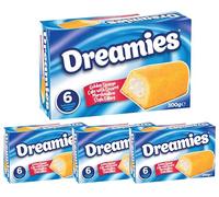 Dreamies Cake x 4 - Each box 300g (6 individually wrapped cakes) - Golden Sponge Cake with Creamy Marshmallow Style Filling