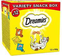 DREAMIES - Cat Treats - 12 x 60g - Multipack Biscuits - Variety Snack Box - 12 Pouches