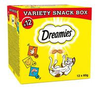 DREAMIES - Cat Treats - 12 x 60g - Multipack Biscuits - Variety Snack Box - 12 Pouches