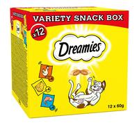 DREAMIES - Cat Treats - 12 x 60g - Multipack Biscuits - Variety Snack Box - 12 Pouches