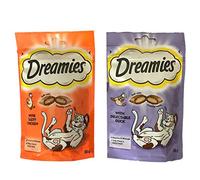 Dreamies Cat Treats Bundle - 2 Flavours - Delectable Duck and Tasty Chicken 60g (one of each)