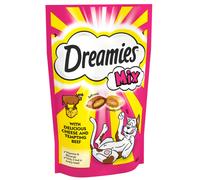 Dreamies Cat Treats, Tasty Snacks with Delicious Cheese and Tempting Beef, 8 Pouches of 60 g