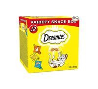 Dreamies Cat Treats Variety Pack, snacks with chicken, salmon flavour and cheese, Pack of 12 (12 x 60 g)