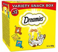 DREAMIES - Cat Treats - 12 x 60g - Multipack Biscuits - Variety Snack Box - 12 Pouches