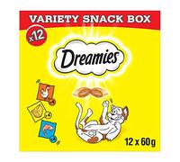 Dreamies Cat Treats, Variety Snack Box with Chicken, Cheese and Salmon, 1 Box (12 x 60 g)