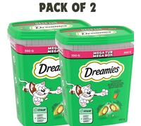 Dreamies Cat Treats with Catnip Mega Tub 350g Pack of 2 Crunchy Kitten Biscuits
