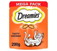 Dreamies Mega Pack Cat Treats, Tasty Snacks with Delicious Chicken, 6 Pouches of 200 g