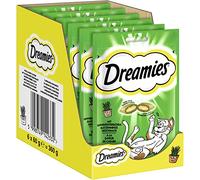 Dreamies Catnip Cat Treats 6 x 60g Catnip Flavoured Cat Treats Crispy Creamy Inside