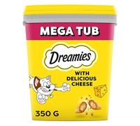 Dreamies Cheese Cat Treats 350g, Pack of 2 Crunchy Cat Snacks with Soft Centre