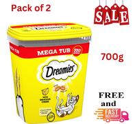 Dreamies Cheese Cat Treats 350g, Pack of 2 Crunchy Snacks Soft Centre - UK Stock