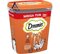 2 x 350g Dreamies Adult Cat Treats Tubs with Chicken Cat Biscuits