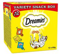 Dreamies Dual-Texture Cat Treat Variety 12x60g Pouches - Cheese, Chicken & Salmon Flavours