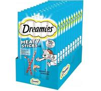 Dreamies Meaty Sticks Cat Snack with Salmon Reward for Playful Velvet Paws 14 x 30 g (14 x 6 Pieces)