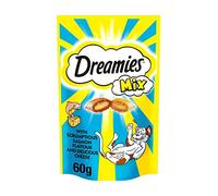 Dreamies Mix Cat Treats, tasty snacks with tempting salmon flavour & cheese, 60 g