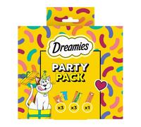 DREAMIES Party Pack Cat Treats with Cheese, Chicken, Salmon and Catnip 150g