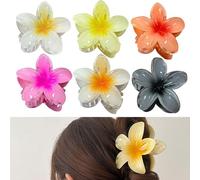 Dreamil Pack of 6 Hair Clips Flower, Cute Flower Shaped for Women Girls, Hawaii Hair Clip for Women, Teenagers, Girls Gifts (Multi-Colour)