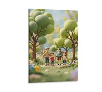 Dreamina-2025-07-15-3698-In The Miniature World, A Family Goes Hi... Vintage Wall Decor Wall Art for Offices, Bathrooms, Hallways, And Restaurants, Imaginative Entryway Wall Hanging 24x36inch(60x90cm