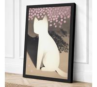 Dreaming Cat Minimalist Canvas Wall Art Print 18x12 Inch
