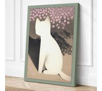 Dreaming Cat Minimalist Canvas Wall Art Print 30x20 Inch