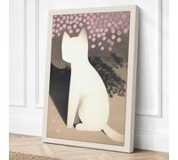 Dreaming Cat Minimalist Canvas Wall Art Print 36x24 Inch