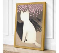 Dreaming Cat Minimalist Canvas Wall Art Print 36x24 Inch