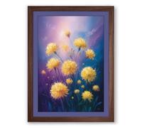 Dreaming Dandelions Botanical Framed Wall Art Print A1 (84.1×59.4cm) Walnut, Wall Decor for Living Room, Bedroom, Office & Home, Ready to Hang, Art Gift