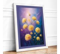 Dreaming Dandelions Botanical Framed Wall Art Print A4 (29.7×21cm) White, Wall Decor for Living Room, Bedroom, Office & Home, Ready to Hang, Art Gift
