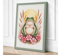 Dreaming Frog Boho Canvas Wall Art Print 18x12 Inch (46 x 30 cm)