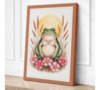 Dreaming Frog Boho Canvas Wall Art Print 24x16 Inch (61 x 41 cm)
