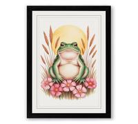 Dreaming Frog Boho Framed Wall Art Print A2 (59.4×42cm) Black, Wall Decor for Living Room, Bedroom, Office & Home, Ready to Hang, Art Gift