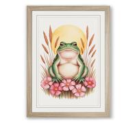 Dreaming Frog Boho Framed Wall Art Print A3 (42×29.7cm) Oak, Wall Decor for Living Room, Bedroom, Office & Home, Ready to Hang, Art Gift