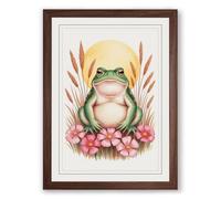 Dreaming Frog Boho Framed Wall Art Print A3 (42×29.7cm) Walnut, Wall Decor for Living Room, Bedroom, Office & Home, Ready to Hang, Art Gift