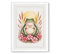 Dreaming Frog Boho Framed Wall Art Print A4 (29.7×21cm) White, Wall Decor for Living Room, Bedroom, Office & Home, Ready to Hang, Art Gift