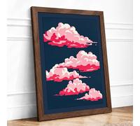 Dreaming in Coral Modern Framed Wall Art Print A2 (59.4×42cm) Walnut, Wall Decor for Living Room, Bedroom, Office & Home, Ready to Hang, Art Gift