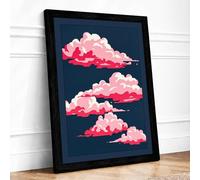 Dreaming in Coral Modern Framed Wall Art Print A4 (29.7×21cm) Black, Wall Decor for Living Room, Bedroom, Office & Home, Ready to Hang, Art Gift