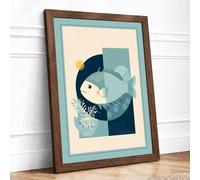 Dreaming in Geometry Minimalist Framed Wall Art Print A1 (84.1×59.4cm) Walnut, Wall Decor for Living Room, Bedroom, Office & Home, Ready to Hang, Art Gift