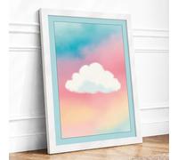 Dreaming in Pastel Minimalist Framed Wall Art Print A2 (59.4×42cm) White, Wall Decor for Living Room, Bedroom, Office & Home, Ready to Hang, Art Gift