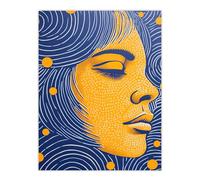 Artery8 Dreaming Indigo Abstract Artwork Amber Blue Yellow Bold Vibrant Risograph Extra Large XL Wall Art Poster Print