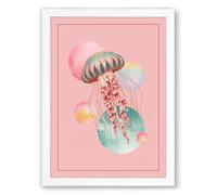 Dreaming Jellyfish Modern Framed Wall Art Print A2 (59.4×42cm) White, Wall Decor for Living Room, Bedroom, Office & Home, Ready to Hang, Art Gift