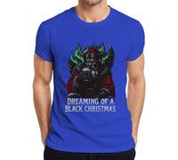 Dreaming of a Black Christmas Viking Santa Norse Aurora Beer Men's T-Shirt, blue, M