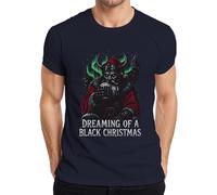 Dreaming of a Black Christmas Viking Santa Norse Aurora Beer Men's T-Shirt, navy, M