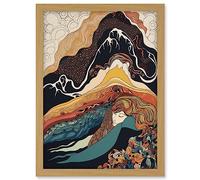 Dreaming of Nature Landscapes Modern Folk Art Artwork Framed A3 Wall Art Print