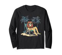 Dreaming of Paradise with this Vacationing Lion Long Sleeve T-Shirt