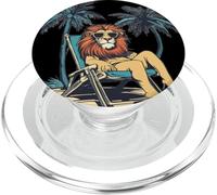 Dreaming of Paradise with this Vacationing Lion PopSockets PopGrip for MagSafe